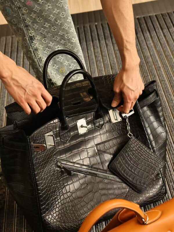 GPC Mode Birkin Birkin Hac-Rock 40CM CK89 Black HCP Matte Alligator Crocodile Silver Hardware