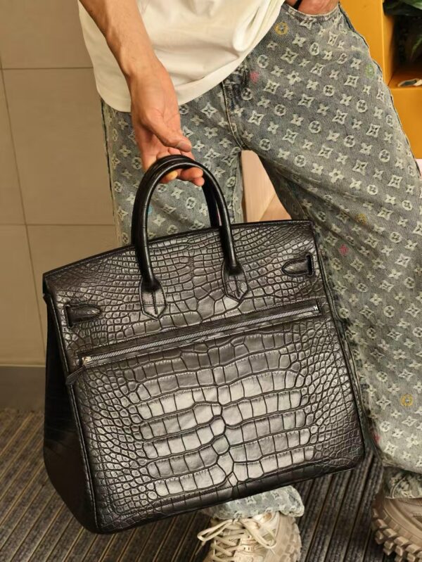 GPC Mode Birkin Birkin Hac-Rock 40CM CK89 Black HCP Matte Alligator Crocodile Silver Hardware