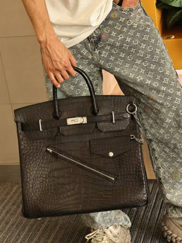 GPC Mode Birkin Birkin Hac-Rock 40CM CK89 Black HCP Matte Alligator Crocodile Silver Hardware