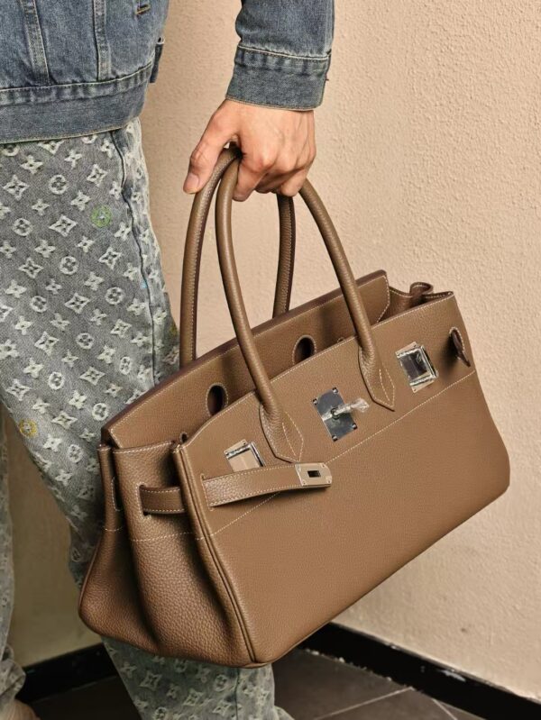 GPC Mode Birkin Shoulder HAC 42CM CK18 Etoupe TC Leather Silver Hardware