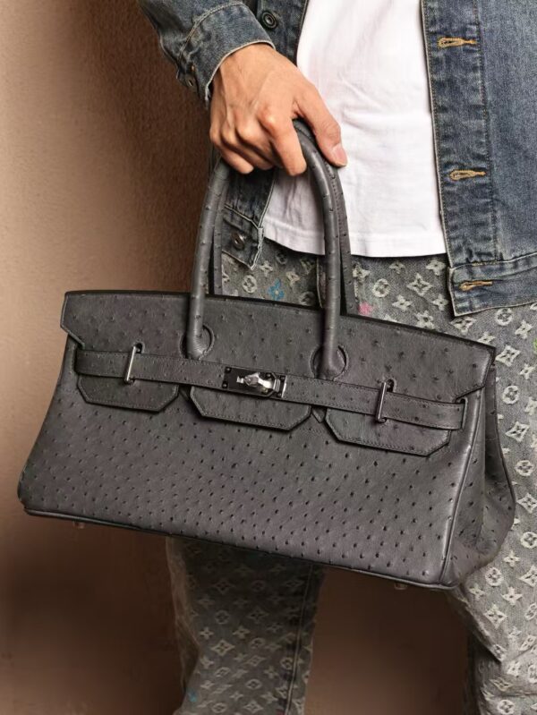 GPC Mode Birkin Shoulder HAC 42CM CK88 Gris Graphite KK Ostrich Silver Hardware