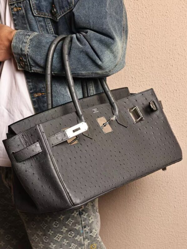 GPC Mode Birkin Shoulder HAC 42CM CK88 Gris Graphite KK Ostrich Silver Hardware