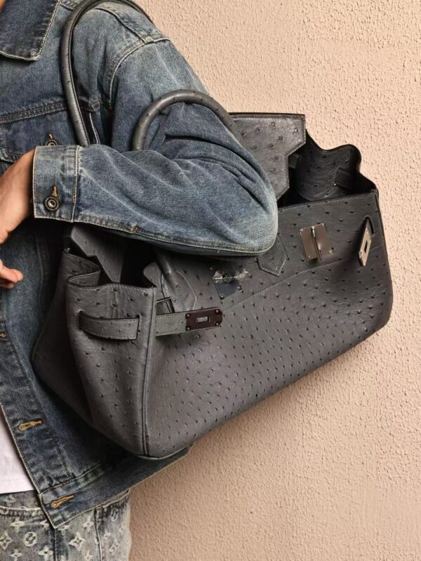 GPC Mode Birkin Shoulder HAC 42CM CK88 Gris Graphite KK Ostrich Silver Hardware