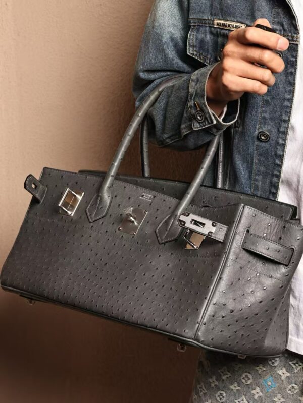 GPC Mode Birkin Shoulder HAC 42CM CK88 Gris Graphite KK Ostrich Silver Hardware