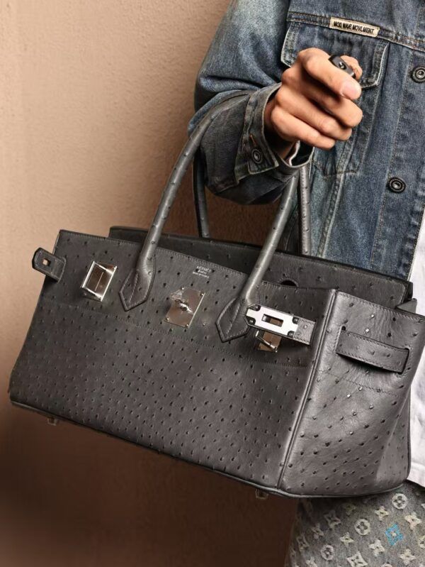 GPC Mode Birkin Shoulder HAC 42CM CK88 Gris Graphite KK Ostrich Silver Hardware