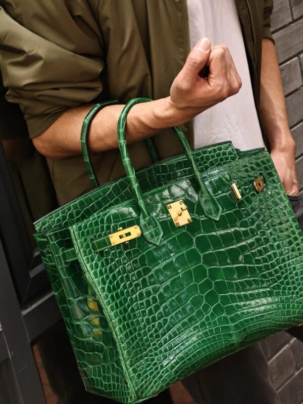 GPC Mode Hermes Birkin 35CM 6Q Vert Emeraude Shiny Alligator Crocodile Gold Hardware