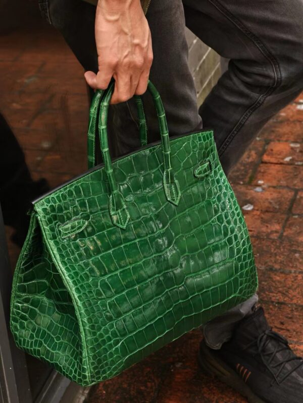 GPC Mode Hermes Birkin 35CM 6Q Vert Emeraude Shiny Alligator Crocodile Gold Hardware