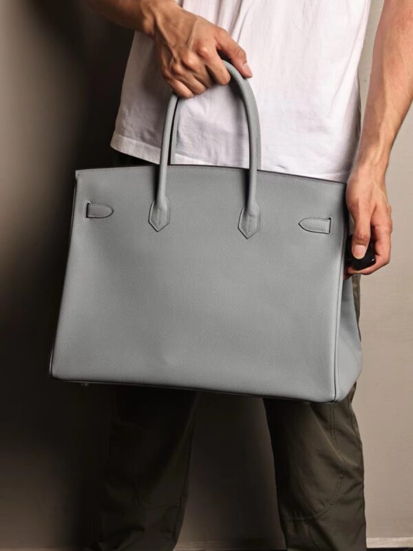 GPC Mode Hermes Birkin 40CM Epsom Leather T0 Blue Brume Silver Hardware