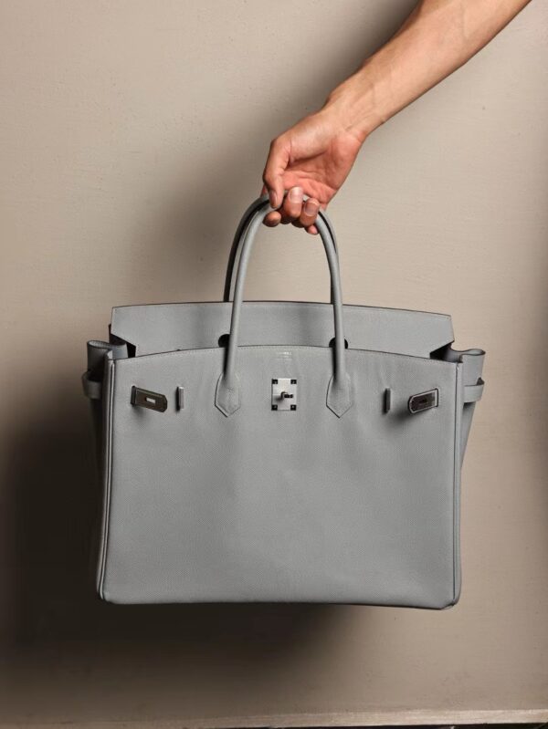 GPC Mode Hermes Birkin 40CM Epsom Leather T0 Blue Brume Silver Hardware
