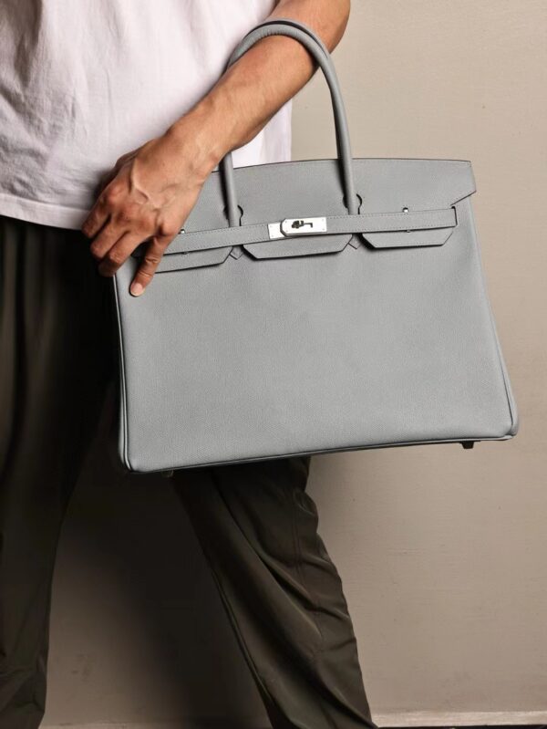 GPC Mode Hermes Birkin 40CM Epsom Leather T0 Blue Brume Silver Hardware