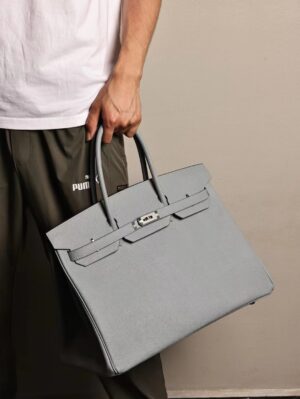 GPC Mode Hermes Birkin 40CM Epsom Leather T0 Blue Brume Silver Hardware