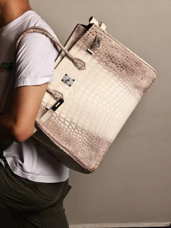 GPC Mode Hermes Birkin 40CM Himalaya Bag Crocodile Leather Silver Hardware