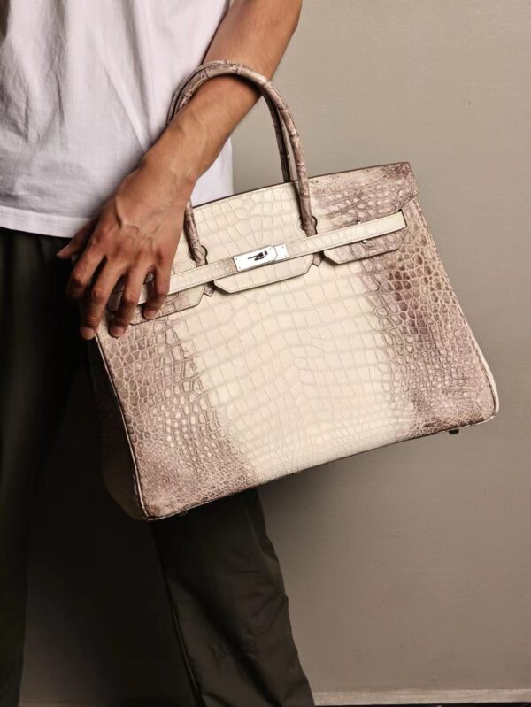 GPC Mode Hermes Birkin 40CM Himalaya Bag Crocodile Leather Silver Hardware