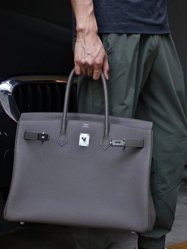 GPC Mode Hermes Birkin 40CM Togo Leather 8F Etain Full Handmade Silver