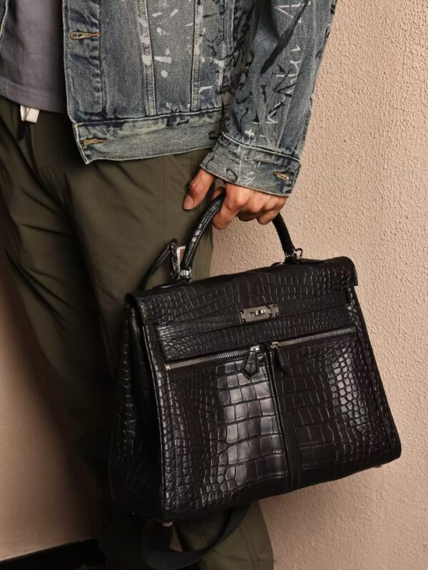 GPC Mode Hermes Kelly Lakis 35CM CK89 Black Matte Alligator Crocodil Silver Hardware