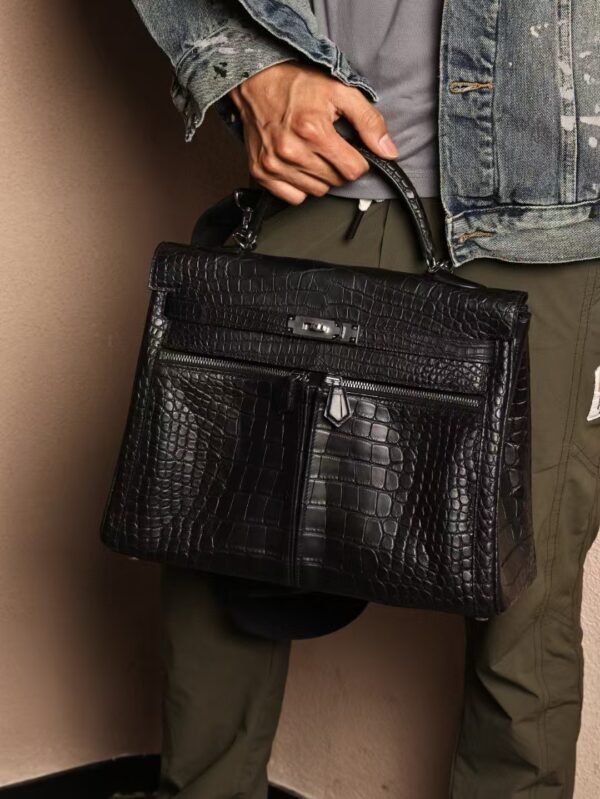 GPC Mode Hermes Kelly Lakis 35CM CK89 Black Matte Alligator Crocodil Silver Hardware