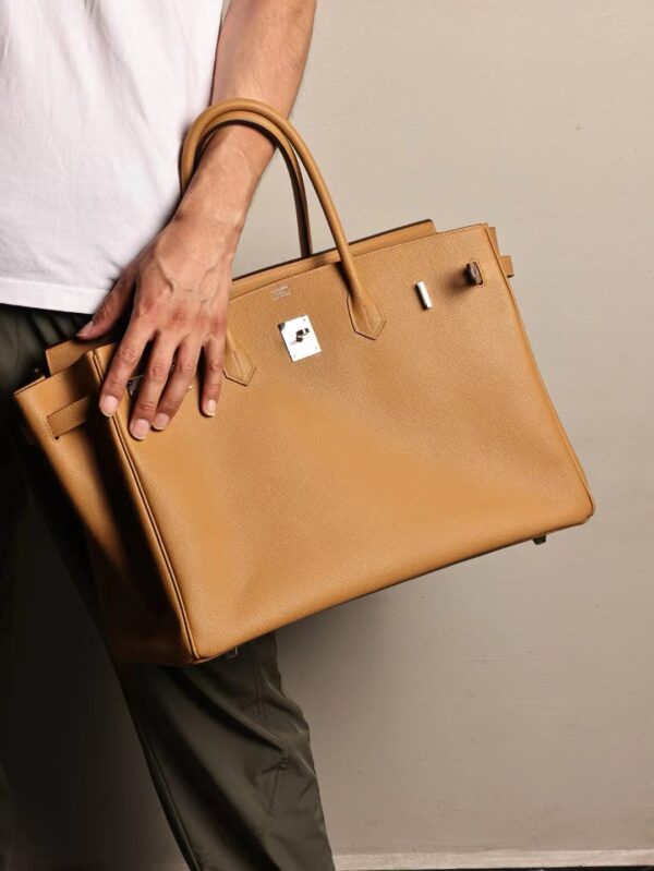 GPC Mode Hermes Men’s Bag Birkin 40CM 2S Sesame Epsom Leather Silver Hardware
