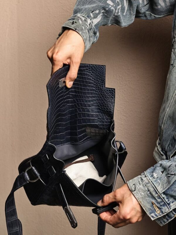 GPC Mode 2Z Blue Nuit Matte Porosus Crocodile Kelly Messenger 27CM SHW