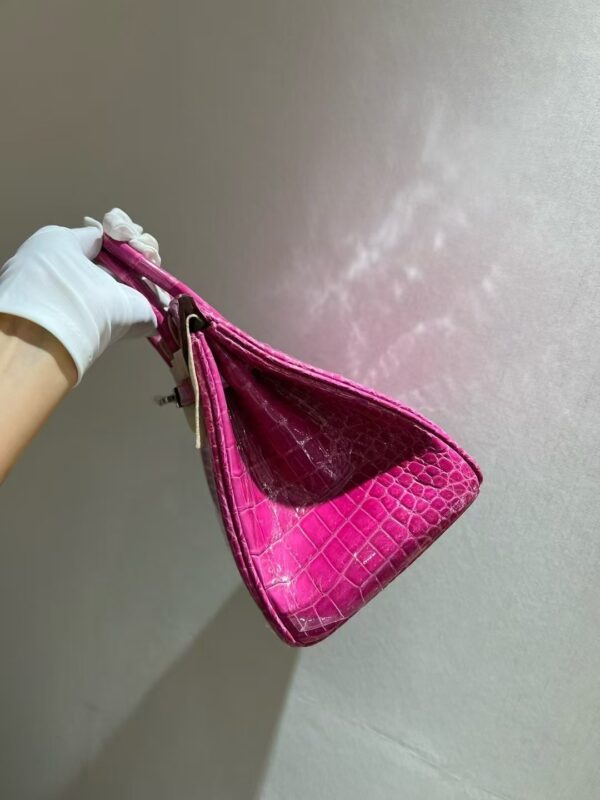 GPC Mode Birkin 25CM Bag Shiny Porosus Crocodile L3 Rose Purple PHW