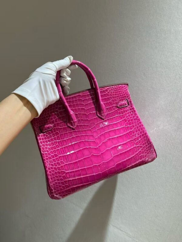 GPC Mode Birkin 25CM Bag Shiny Porosus Crocodile L3 Rose Purple PHW