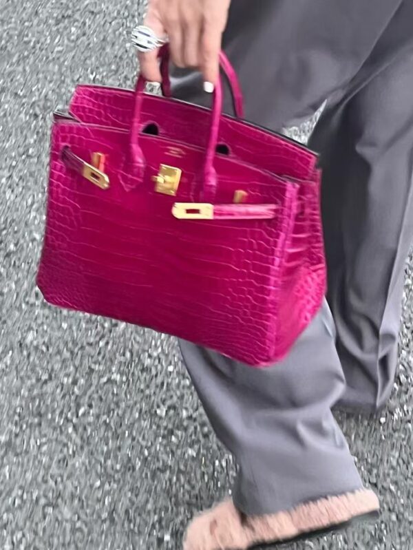 GPC Mode Birkin 25CM Bag Shiny Porosus Crocodile L3 Rose Purple PHW