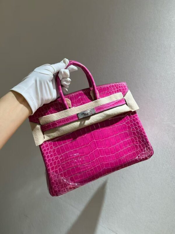 GPC Mode Birkin 25CM Bag Shiny Porosus Crocodile L3 Rose Purple PHW