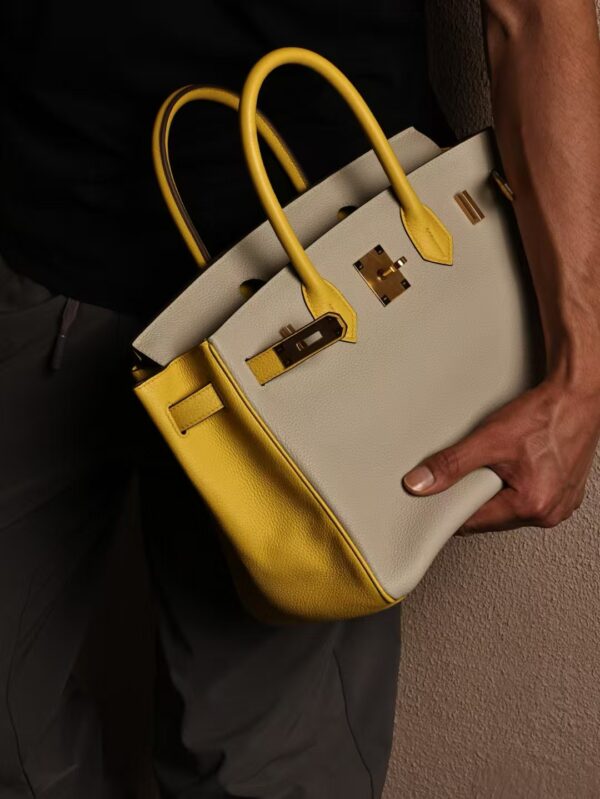 GPC Mode Birkin 30CM Togo Leather CC80 Gris Pearl / 9R Lime GHW