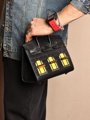 GPC Mode Birkin House 20CM 89 Noir Matte Crocodile / Calf Leather Black Hardware