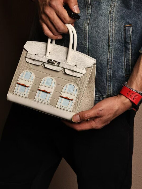 GPC Mode Birkin House 20CM Matte Crocodile / Calf Leather 10 Craie PHW