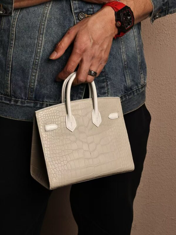 GPC Mode Birkin House 20CM Matte Crocodile / Calf Leather 10 Craie PHW