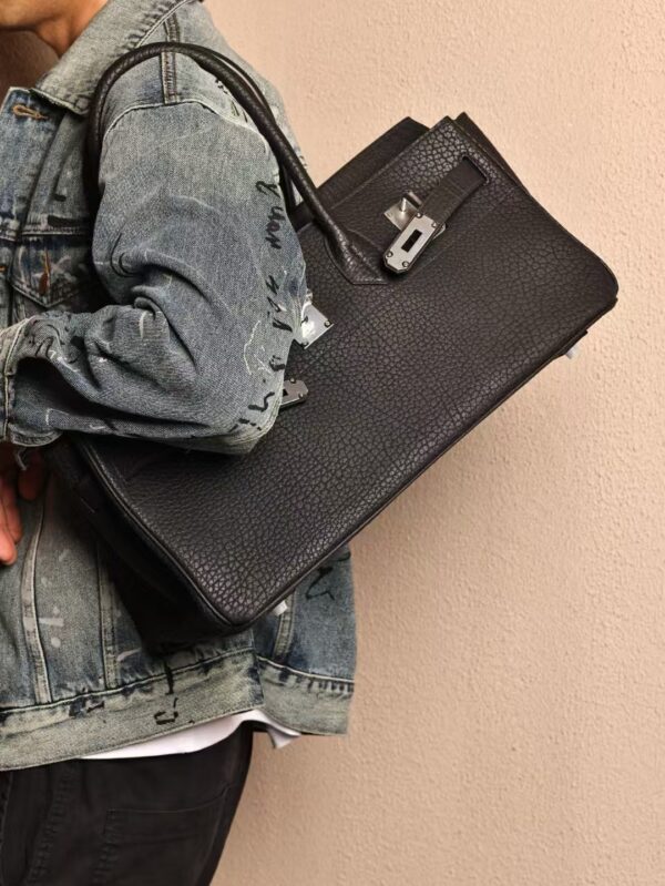 GPC Mode Birkin Shoulder HAC 42CM Fjord Leather CK89 Noir Silver Hardware