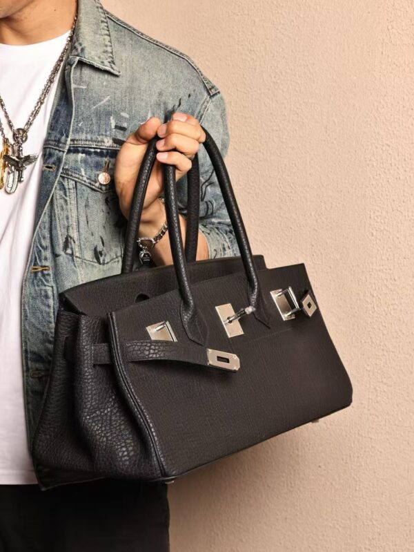 GPC Mode Birkin Shoulder HAC 42CM Fjord Leather CK89 Noir Silver Hardware