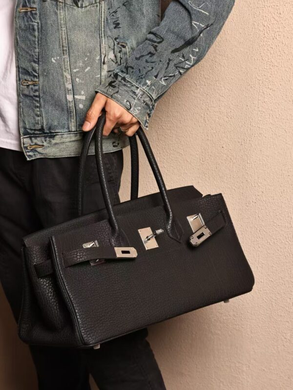 GPC Mode Birkin Shoulder HAC 42CM Fjord Leather CK89 Noir Silver Hardware