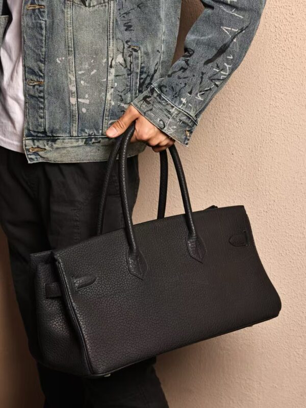GPC Mode Birkin Shoulder HAC 42CM Fjord Leather CK89 Noir Silver Hardware