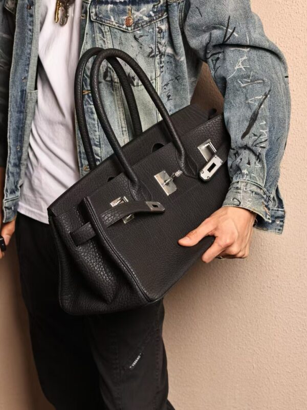 GPC Mode Birkin Shoulder HAC 42CM Fjord Leather CK89 Noir Silver Hardware