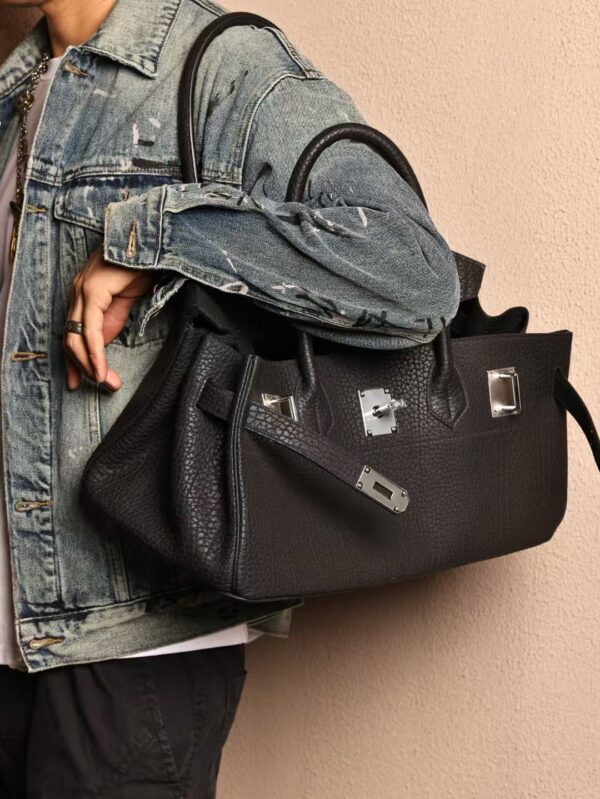 GPC Mode Birkin Shoulder HAC 42CM Fjord Leather CK89 Noir Silver Hardware
