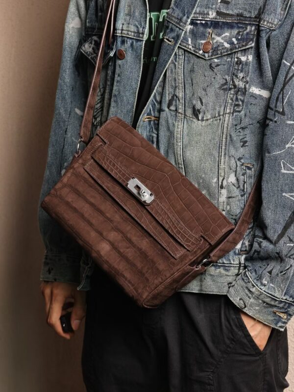 GPC Mode CK46 Ebene Fosted Crocodile Kelly Messenger 27CM SHW
