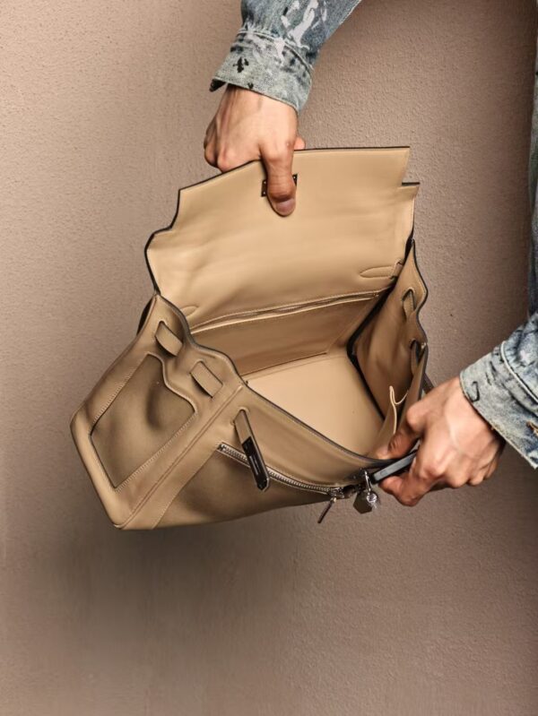 GPC Mode Hermes Bag Kelly Lakis 32CM Swift Leather / Canvas S2 Gris Trench PHW