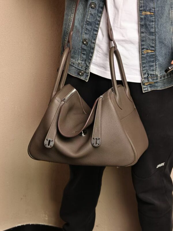 GPC Mode Hermes Bag TC Leather Lindy 34CM 8F Etain PHW