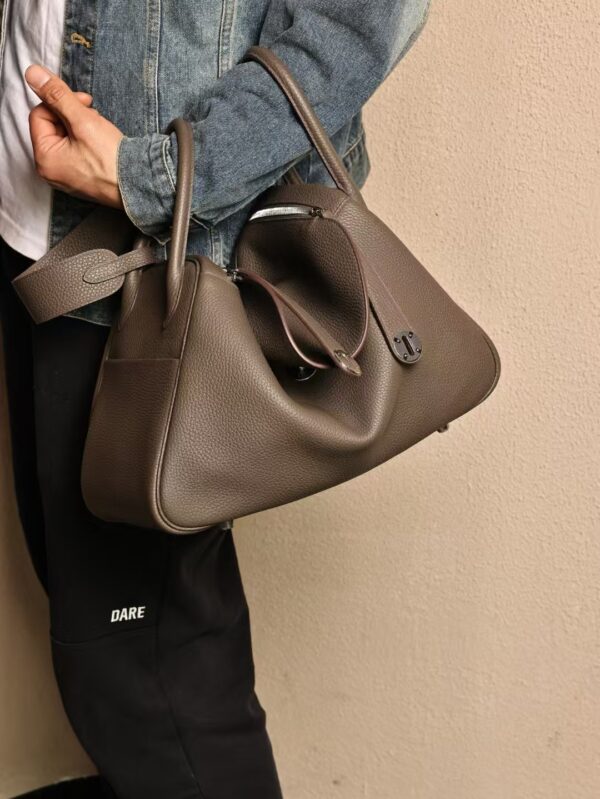 GPC Mode Hermes Bag TC Leather Lindy 34CM 8F Etain PHW