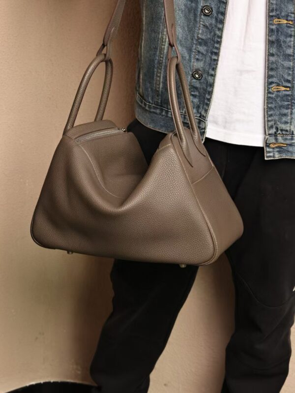GPC Mode Hermes Bag TC Leather Lindy 34CM 8F Etain PHW