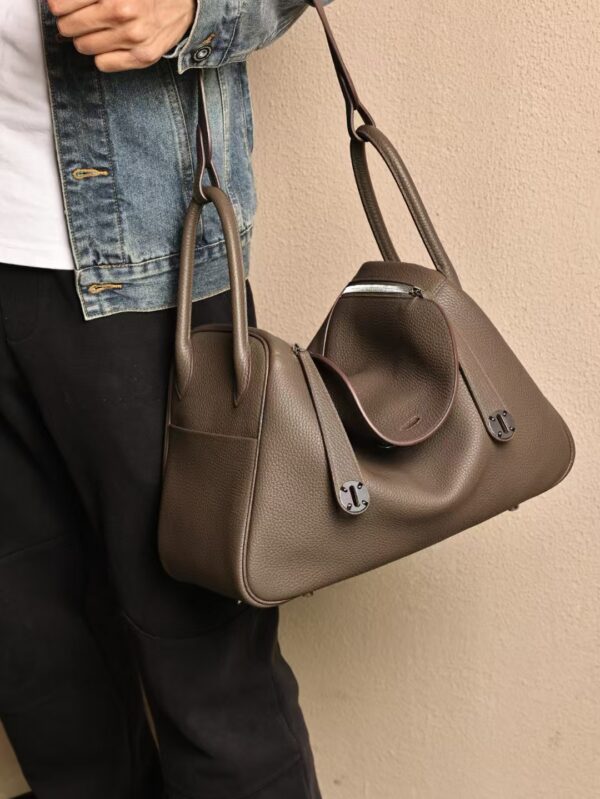 GPC Mode Hermes Bag TC Leather Lindy 34CM 8F Etain PHW