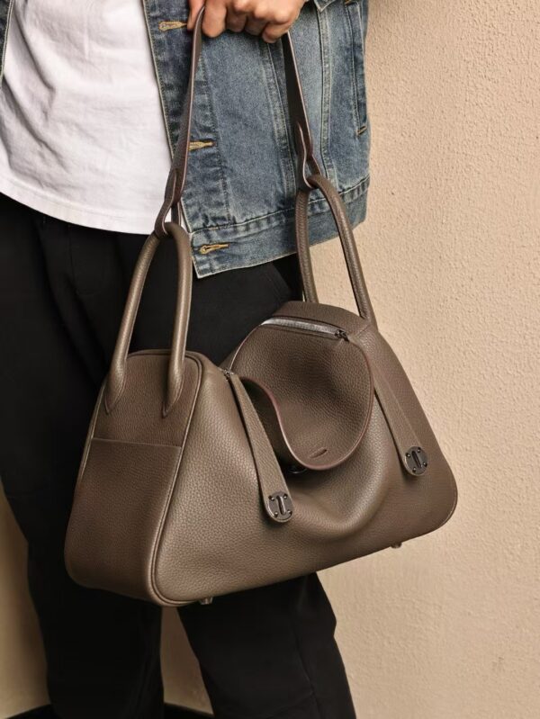 GPC Mode Hermes Bag TC Leather Lindy 34CM 8F Etain PHW