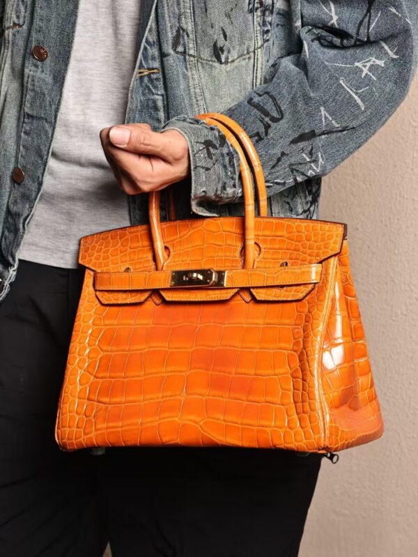 GPC Mode Hermes Birkin 30CM CC93 Orange Shiny Alligator Crocodile GHW