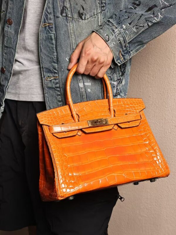 GPC Mode Hermes Birkin 30CM CC93 Orange Shiny Alligator Crocodile GHW