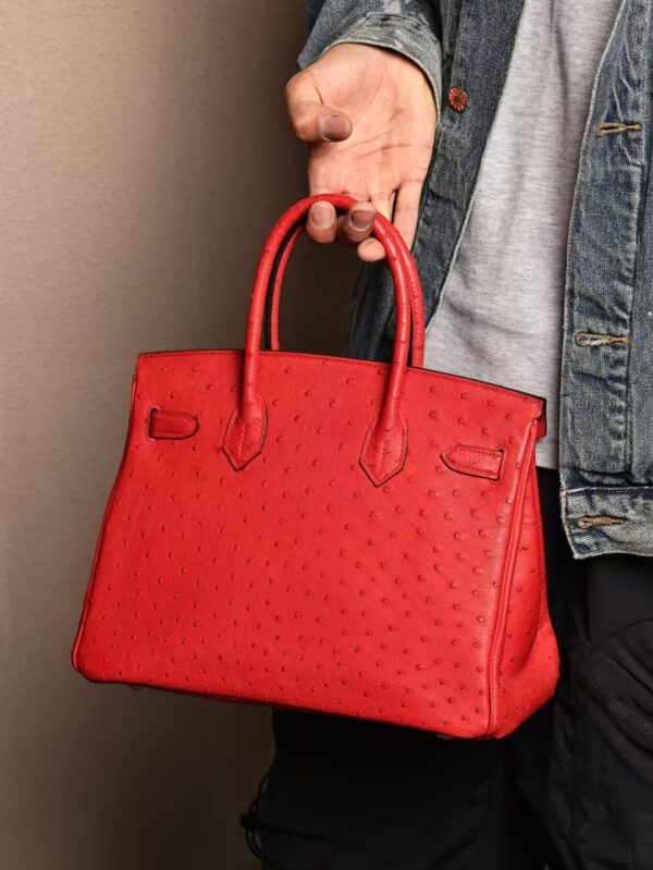 GPC Mode Hermes Birkin 30CM Q5 Rouge Casaque Ostrich Leather GHW