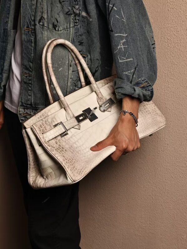 GPC Mode Hermes Birkin Shoulder HAC 42CM Bag Himalaya Crocodile Leather PHW