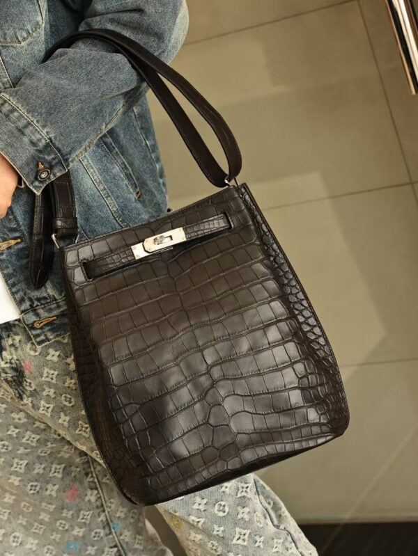 GPC Mode Hermes Matte Alligator Crocodile So Kelly 22CM CK89 Black PHW