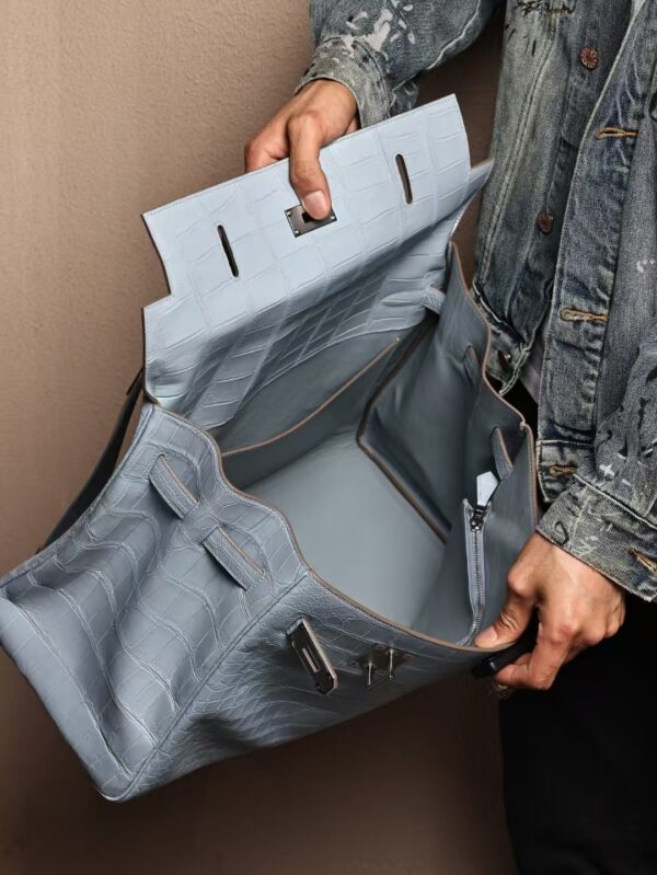 GPC Mode Kelly Maxi 42CM Matte Niloticus Crocodile T0 Blue Brume SHW