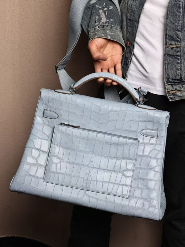 GPC Mode Kelly Maxi 42CM Matte Niloticus Crocodile T0 Blue Brume SHW